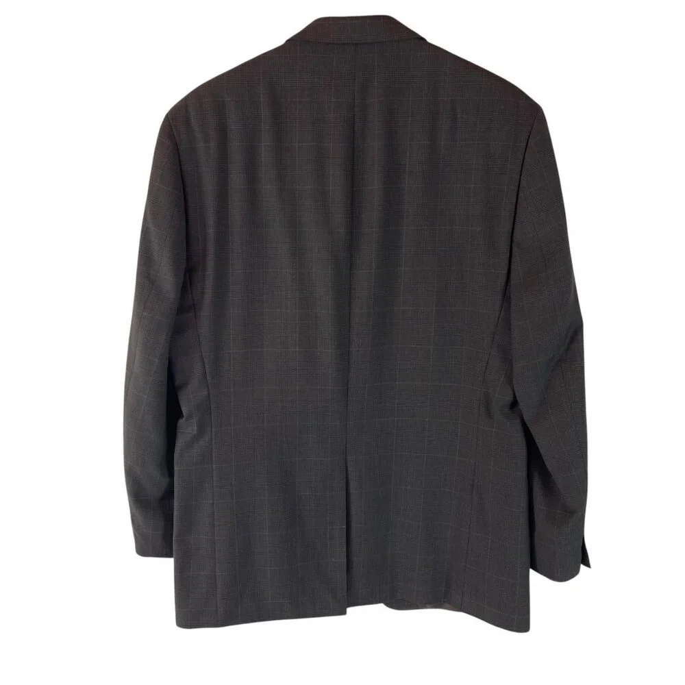 Ralph Lauren Wool Two Button Blazer Mens 40R Gray Plaid Pockets Suit Jacket